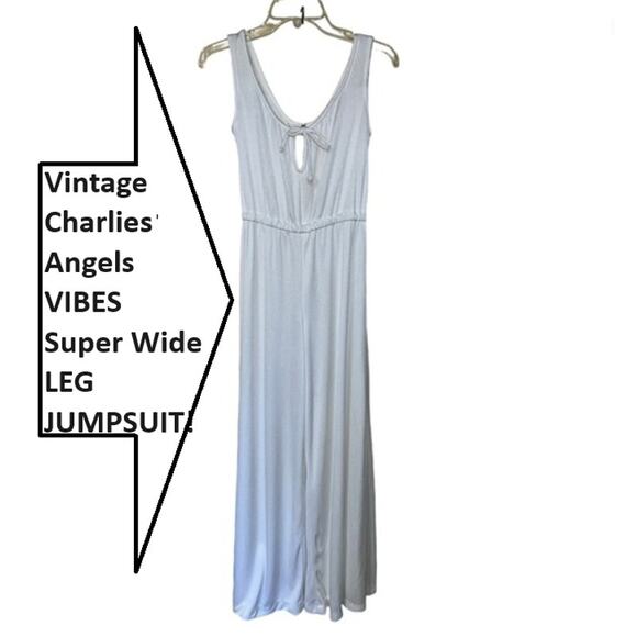 Vintage Jumpsuit Womens Large 12 Super Wide Flare Maxi Charlie's Angels Disco - Picture 2 of 10